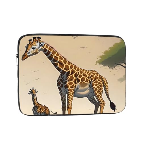 XZDZWK Laptoptasche für Mutter und Kind, Giraffe, praktisch, stoßfest, stilvoller Druck für Geschäftsreisen, Arbeit und Büro, Schwarz , 13 inch von XZDZWK