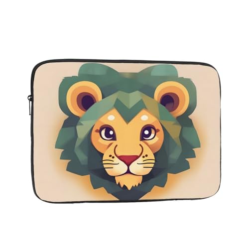 XZDZWK Laptoptasche mit Cartoon-Löwen-Design, praktisch, stoßfest, stilvoller Druck für Geschäftsreisen, Arbeit und Büro, Schwarz , 13 inch von XZDZWK
