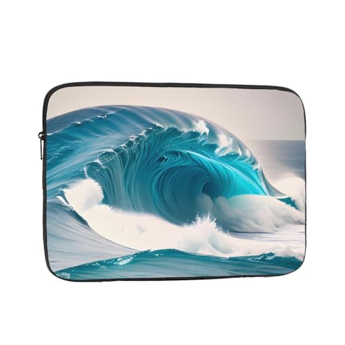 XZDZWK Laptoptasche mit Cartoon-Motiv, blau, Motiv: Meereswelle, praktisch, stoßfest, stilvoller Druck für Geschäftsreisen, Arbeit und Büro, Schwarz , 17 inch von XZDZWK