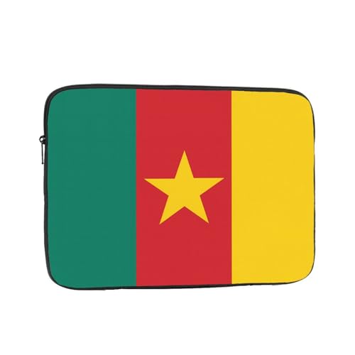 XZDZWK Laptoptasche mit Flagge von Kamerun, praktisch, stoßfest, stilvoller Druck für Geschäftsreisen, Arbeit und Büro, Schwarz , 17 inch von XZDZWK