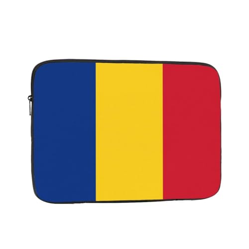 XZDZWK Laptoptasche mit Flagge von Rumänien, praktisch, stoßfest, stilvoller Druck für Geschäftsreisen, Arbeit und Büro, Schwarz , 13 inch von XZDZWK