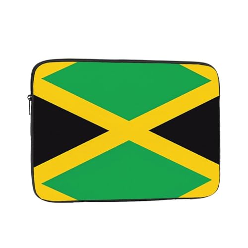 XZDZWK Laptoptasche mit Jamaika-Flagge, praktisch, stoßfest, stilvoller Druck für Geschäftsreisen, Arbeit und Büro, Schwarz , 13 inch von XZDZWK