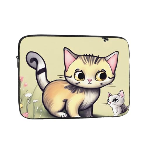 XZDZWK Laptoptasche mit Katze und Schmetterling, praktisch, stoßfest, stilvoller Druck für Geschäftsreisen, Arbeit und Büro, Schwarz , 17 inch von XZDZWK