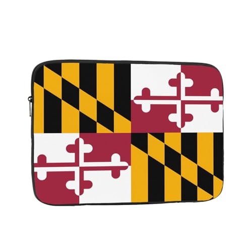 XZDZWK Laptoptasche mit Maryland-Staatsflagge, praktisch, stoßfest, stilvoller Druck für Geschäftsreisen, Arbeit und Büro, Schwarz , 13 inch von XZDZWK