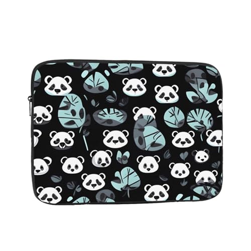 XZDZWK Laptoptasche mit Panda-Gesicht, bequem, stoßfest, stilvoller Druck für Geschäftsreisen, Arbeit und Büro, Schwarz , 13 inch von XZDZWK