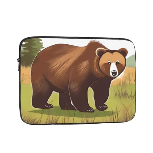 XZDZWK Laptoptasche mit braunem Bär, praktisch, stoßfest, stilvoller Druck für Geschäftsreisen, Arbeit und Büro, Schwarz , 13 inch von XZDZWK