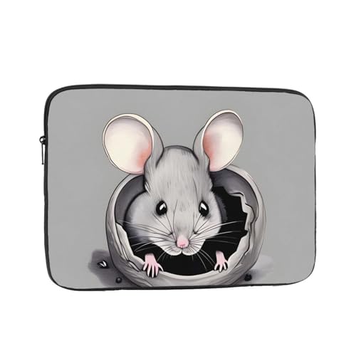 XZDZWK Laptoptasche mit grauem Rattenmotiv, praktisch, stoßfest, stilvoller Druck für Geschäftsreisen, Arbeit und Büro, Schwarz , 17 inch von XZDZWK