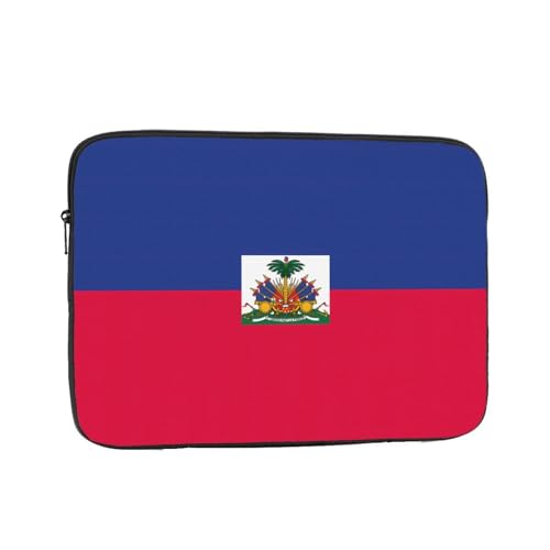 XZDZWK Laptoptasche mit haitianischer Flagge, praktisch, stoßfest, stilvoller Druck für Geschäftsreisen, Arbeit und Büro, Schwarz , 13 inch von XZDZWK