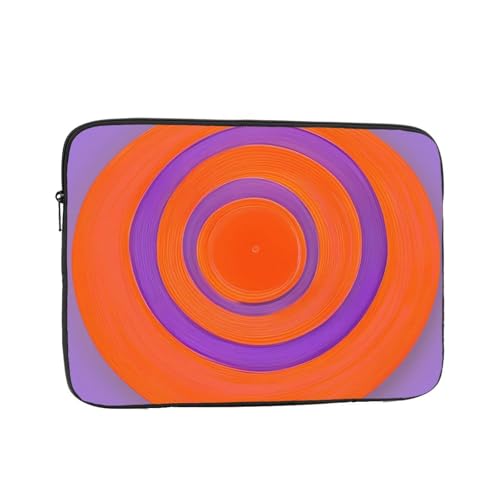 XZDZWK Laptoptasche mit orangefarbenem Kreis, praktisch, stoßfest, stilvoller Druck für Geschäftsreisen, Arbeit und Büro, Schwarz , 13 inch von XZDZWK