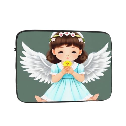 XZDZWK Niedliche kleine Engel-Laptop-Tasche, praktisch, stoßfest, stilvoller Druck für Geschäftsreisen, Arbeit und Büro, Schwarz , 13 inch von XZDZWK