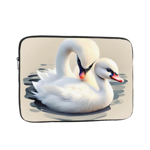 XZDZWK Niedliche kleine Schwan-Laptop-Tasche, praktisch, stoßfest, stilvoller Druck für Geschäftsreisen, Arbeit und Büro, Schwarz , 13 inch von XZDZWK