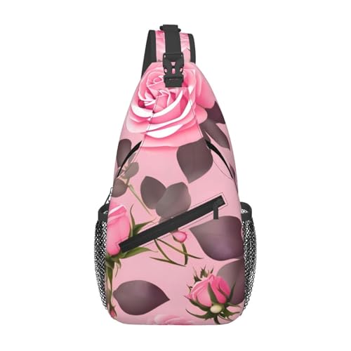 XZDZWK Pretty Pink Roses Herren Casual Messenger Bag Large Capacity Durable Suitable for Travel Work Commuting and Outdoor Activities von XZDZWK