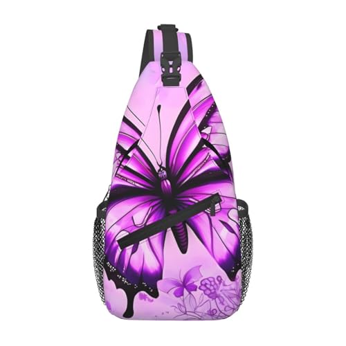 XZDZWK Purple Butterfly Herren Casual Messenger Bag Large Capacity Durable Suitable for Travel Work Commuting and Outdoor Activities von XZDZWK