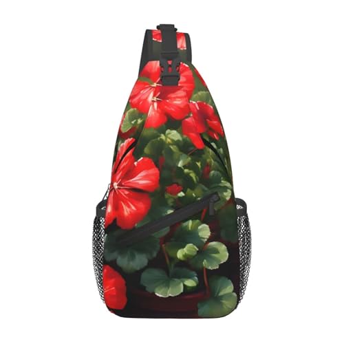 XZDZWK Red Geraniums Herren Casual Messenger Bag Große Kapazität Langlebig Geeignet für Reisen Arbeit Pendeln und Outdoor-Aktivitäten von XZDZWK