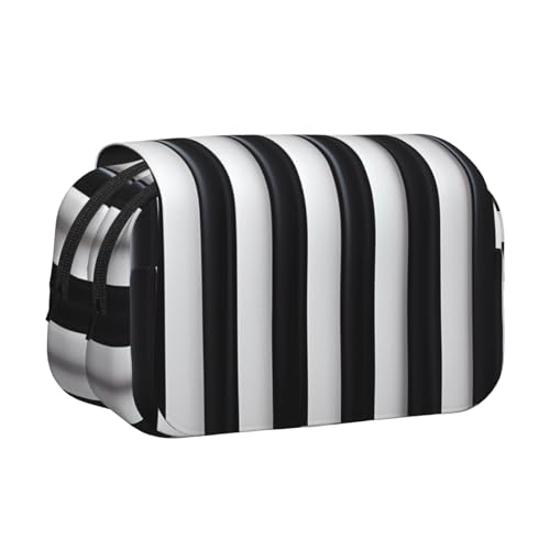 XZDZWK Schwarz-weiß gestreiftes Klapp-Federmäppchen, stilvolles und großes Fassungsvermögen, geeignet für Studenten und Geschäftsreisende von XZDZWK