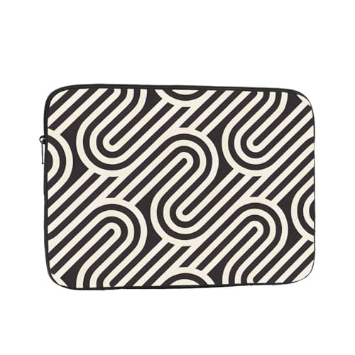 XZDZWK Schwarze Laptoptasche mit gebogener Textur, praktisch, stoßfest, stilvoller Druck für Geschäftsreisen, Arbeit und Büro, Schwarz , 13 inch von XZDZWK