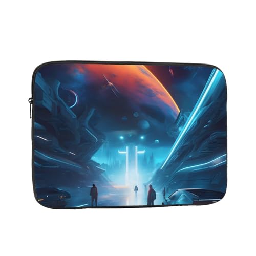 XZDZWK Science-Fiction-Laptop-Tasche, praktisch, stoßfest, stilvoller Druck für Geschäftsreisen, Arbeit und Büro, Schwarz , 13 inch von XZDZWK