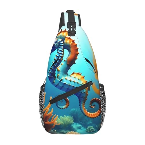 XZDZWK Seabed Coral Seepferdchen Herren Casual Messenger Bag Large Capacity Durable Suitable for Travel Work Commuting and Outdoor Activities von XZDZWK