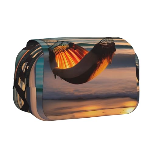 XZDZWK Sunset Beach Hängematte Clamshell Stifteetui, stilvolles und großes Fassungsvermögen, geeignet für Studenten und Geschäftsreisende von XZDZWK