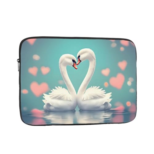 XZDZWK The Swan in Love Laptoptasche, praktisch, stoßfest, stilvoller Druck für Geschäftsreisen, Arbeit und Büro, Schwarz , 17 inch von XZDZWK