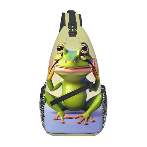 XZDZWK The funny frog doing yoga Men's Casual Messenger Bag Large Capacity Durable Suitable for Travel Work Commuting and Outdoor Activities von XZDZWK