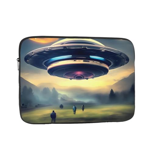 XZDZWK UFO-Landing-Laptop-Tasche, praktisch, stoßfest, stilvoller Druck für Geschäftsreisen, Arbeit und Büro, Schwarz , 17 inch von XZDZWK