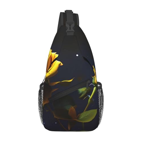 XZDZWK Yellow Roses Starry Night Herren Casual Messenger Bag Large Capacity Durable Suitable for Travel Work Commuting and Outdoor Activities von XZDZWK
