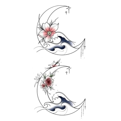 Neue temporäre Tattoo-Aufkleber for Frauen, schwarze Rose, temporäre Tattoo-Aufkleber, Blume, Schmetterling, Körper, Beine, Arm, Kunst, realistische gefälschte Tätowierung, Festival-Party-Tattoos (Co von XZEIT