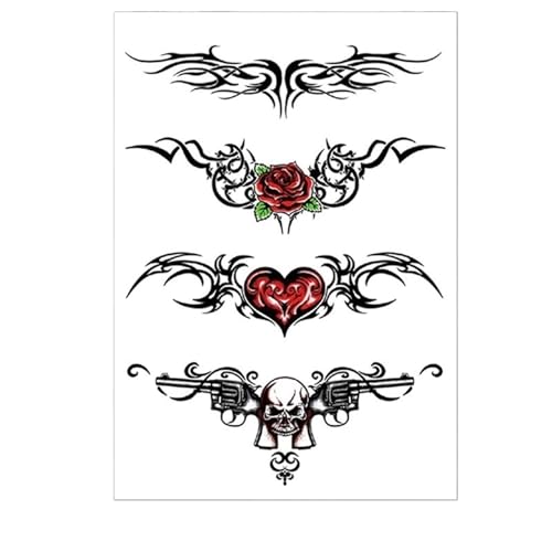 Neue temporäre Tattoo-Aufkleber for Frauen. Temporäre Tattoo-Aufkleber, Rose, herzförmiger Kranz, gefälschte Tätowierung, wasserdichte Tätowierung, Hinterbein, Arm, Bauch, große Größe for Frauen und M von XZEIT