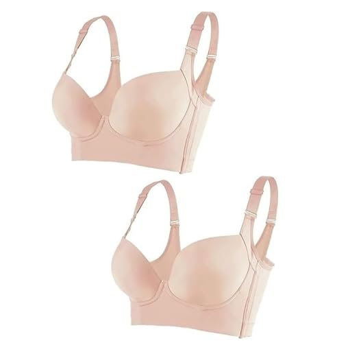 XZEIT Chicchicbody BH Push Up Rücken Glättung BH Vollständige Abdeckung Push Up BH Verstecken Rücken Fett Glättungs-BH, 2 Stück-B., 115A von XZEIT