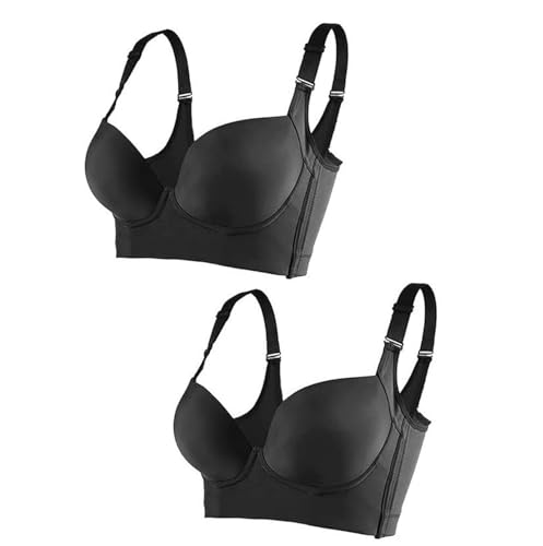 XZEIT Chicchicbody BH Push Up Rücken Glättung BH Vollständige Abdeckung Push Up BH Verstecken Rücken Fett Glättungs-BH, 2 Stück - C, 115A von XZEIT