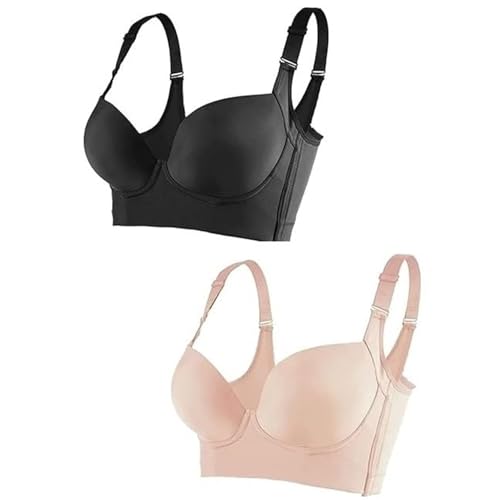 XZEIT Chicchicbody BH Push Up Rücken Glättung BH Vollständige Abdeckung Push Up BH Verstecken Rücken Fett Glättungs-BH, 2 Stück., 110A von XZEIT