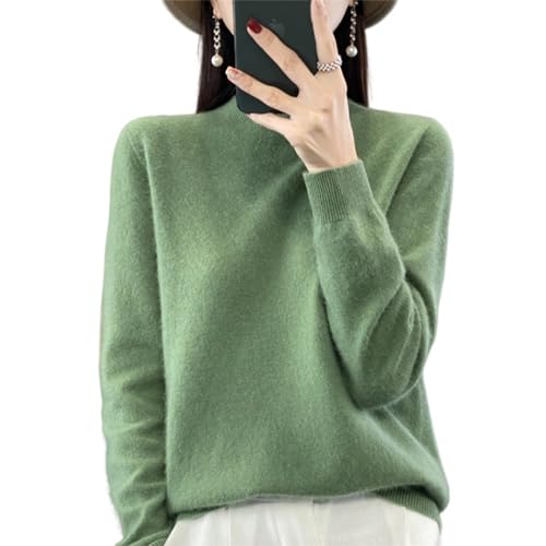 XZEIT Kaschmir-Pullover für Frauen, 100% Kaschmir-Langarm-Pullover, Rundhalsausschnitt, lässiger Strickpullover, grün, XL von XZEIT