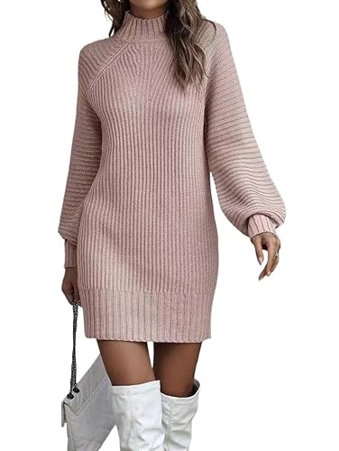 XZEIT Übergroßes Pulloverkleid for Frauen, Rollkragen, Lange Ärmel, lockerer Pullover, Herbst-Winter-Kleider 2023 (Color : 07, Size : M) von XZEIT