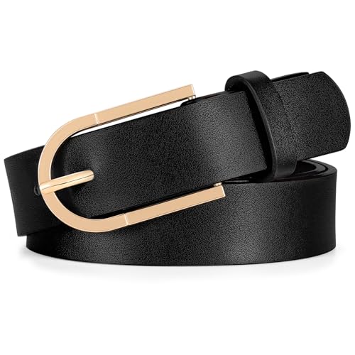 XZQTIVE Frauen Gürtel für Jeans Hosen, Schwarz Braun Taille Gürtel für Damen Kleider mit Mode Gold Silber Schnalle Plus Größe Gürtel von XZQTIVE