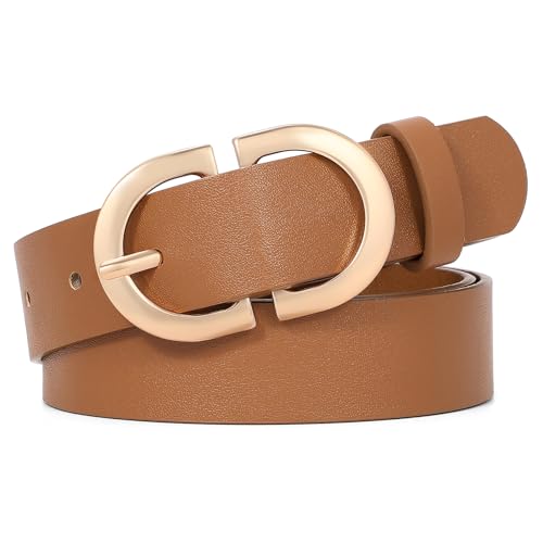XZQTIVE Frauen PU Ledergürtel für Jeans Hosen Kleid Mode Gürtel mit Goldschnalle Damen Taille Gürtel Klein bis Plus Größe von XZQTIVE