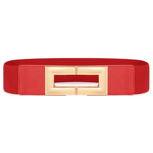 XZQTIVE Frauen breite Stretch-Taille Gürtel für Kleid Mode elastische Taille Band Vintage Cinch Gürtel mit Gold Square Hook Schnalle XZQTIVE Frauen breite Stretch-Taille Gürtel für Kleid Mode elastische Taille Band Vintage Cinch Gürtel mit Gold Square Hook Schnalle von XZQTIVE
