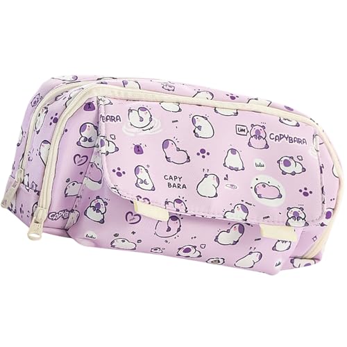 Capybaras Schreibwarenetui mit mehreren Taschen, Canvas-Tasche zum Organisieren von Stiften und Bleistiften, Schreibwerkzeughalter von XZQYDS