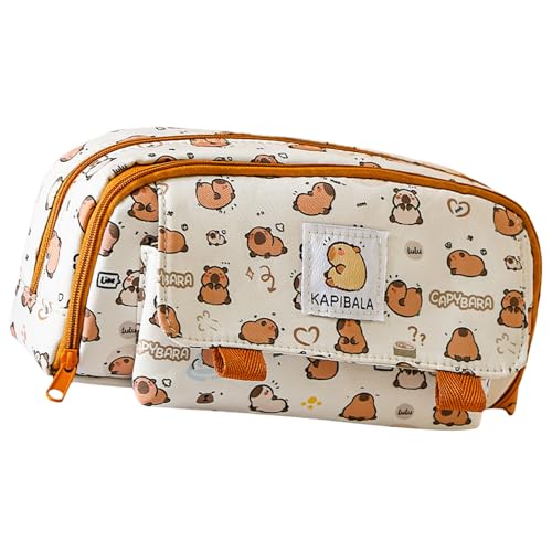 Capybaras Schreibwarenetui mit mehreren Taschen, Canvas-Tasche zum Organisieren von Stiften und Bleistiften, Schreibwerkzeughalter Capybaras Schreibwarenetui mit mehreren Taschen, Canvas-Tasche zum Organisieren von Stiften und Bleistiften, Schreibwerkzeughalter von XZQYDS