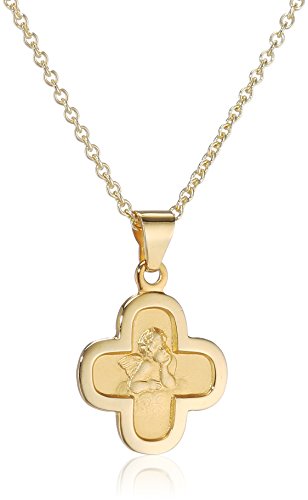 XAANA Kinder-Schutzengelanhänger "Gott schütze Dich" 12 mm aus 333er Gelbgold inkl. vergoldeter Silberkette 36/38 cm AMZ00151 von Xaana