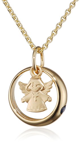 XAANA Kinder-Kette mit Anhänger 333 Gelbgold Synthetik Saphir blau Brillantschliff 38 cm - AMZ0396 von Xaana