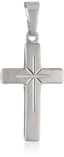 XAANA Kreuzanhänger matt mit Diamantschnitt 18x12 mm massiv aus 925er Sterlingsilber AMZ0291 von Xaana