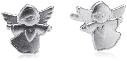 Xaana Kinder und Jugendliche-Ohrstecker 925 Sterling Silber rhodiniert mattiert Engel mit Herz matt AMZ0176 von Xaana