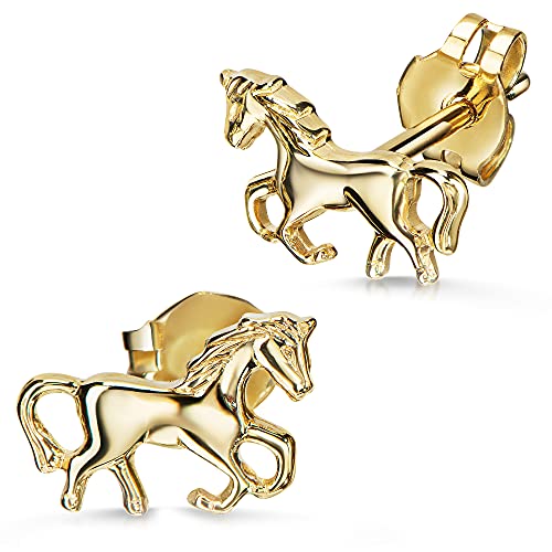 XAANA Mädchen-Ohrstecker Pferd 925 Sterlingsilber vergoldet AMZ0561 von Xaana