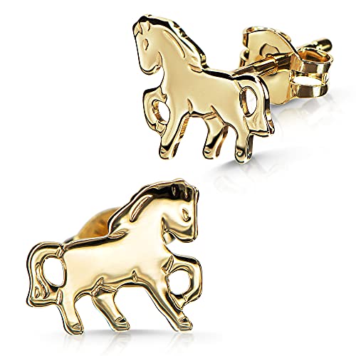 XAANA Mädchen-Ohrstecker Pferd glanz 8kt / 333er Gelbgold AMZ0479 von Xaana