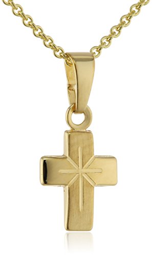 XAANA Taufkette Kreuz Matt/Glanz mit Diamantschnitt aus 333er Gelbgold inklusiver einer vergoldeten Silberkette AMZ0337 von Xaana