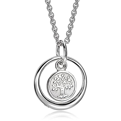 Xaana Taufkette Taufring mit Zirkonia und Lebensbaum/Baum des Lebens -Einhänger inkl. Kette 36/38 cm 925er Sterlingsilber rhodiniert AMZ0492 von Xaana