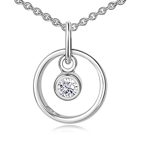 Xaana Taufkette Taufring mit einem ausgestanztem Herzchen und Zirkonia-Einhänger inkl. Kette 36/38 cm 925er Sterlingsilber rhodiniert AMZ0577 von Xaana