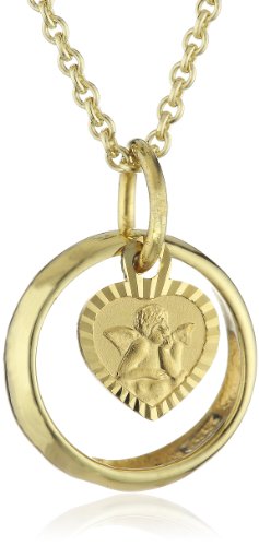 Xaana Taufring Zirkonia mit Schutzengel-Einhänger aus 333er Gelbgold inkl. einer vergoldeten Silberkette 36-38 cm AMZ0308 von Xaana