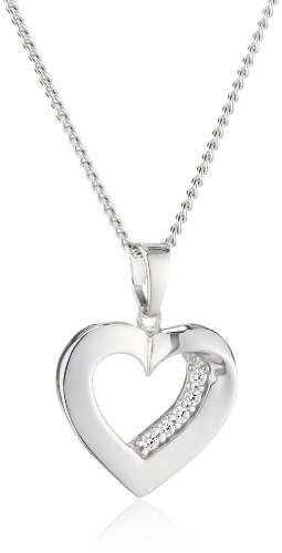 Xaana Damen-Anhänger Herz mit Zirkonia incl. Panzerkette 45 cm 925 Sterling Silber rhodiniert AMZ0226 von Xaana